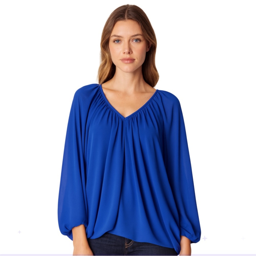 VINCE CAMUTO Elegant Blue Women's Top with ballon sleeves Size XS